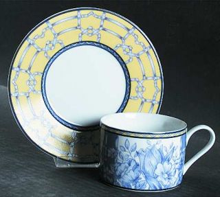 Coventry (PTS) Palace Garden Flat Cup & Saucer Set, Fine China Dinnerware   Porc