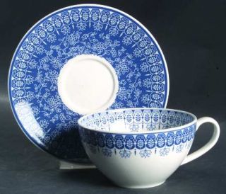 Wedgwood Tonquin Blue (No Gold Floral) Cappuccino Cup & Saucer Set, Fine China D