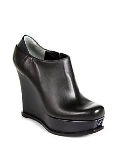 Fendista Leather Wedge Ankle Boots   Black Blue