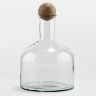 Glass Decanter with Wooden Stopper   World Market