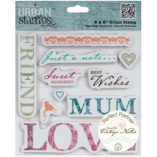 Papermania Vintage Notes Urban Stamps 6x6 sentiments