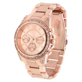 Merona Bracelet Watch with Round Case and Stones   Rose Gold