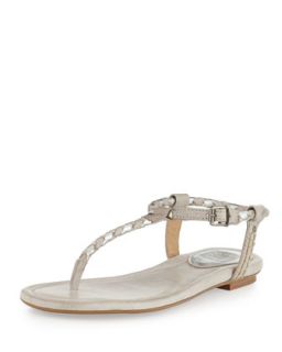 Madison Braided Thong Sandal, Silver Multi
