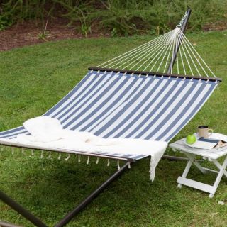  Island Bay 13 ft. Quick Dry Poolside Navy Stripes Hammock with Steel