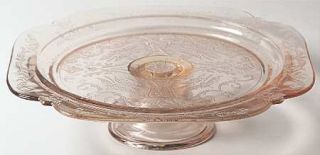 Indiana Glass Recollection Pink Footed Cake Plate   Pink,Pressed,Scroll Design