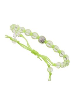 Woven Clear Bead Bracelet, Neon Green