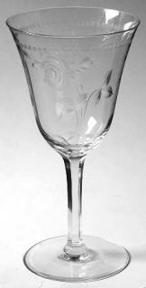 Kusak Cut Glass Works Dolly Madison Rose Water Goblet   Stem #5300,Optic,Gray Cu