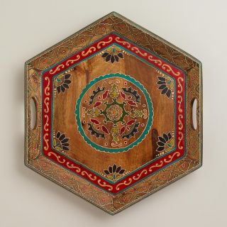 Paisley Patch Wood Serving Tray   World Market