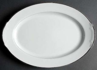 Fashion Manor Prelude 14 Oval Serving Platter, Fine China Dinnerware   White Ba