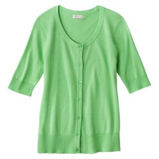 Merona Womens Short Sleeve Cardigan   Pristine Green   L