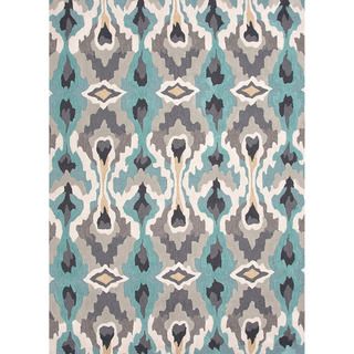 Hand tufted Transitional Tribal Pattern Blue Rug (76 X 96)