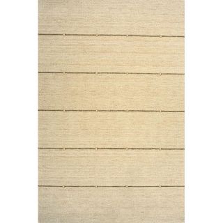 Hand loomed Ivory Rows Wool Rug (8 X 11)