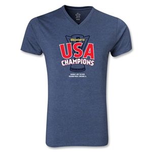 hidden USA CONCACAF Gold Cup 2013 Champions V Neck (Heather Navy)