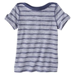 Cherokee Infant Toddler Girls Short Sleeve Striped Tee   Nightfall Blue 5T