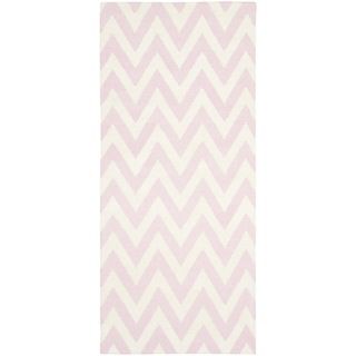 Safavieh Hand woven Moroccan Dhurrie Pink/ Ivory Wool Rug (26 X 12)
