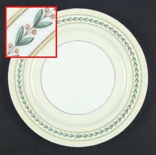 Noritake Malibu Dinner Plate, Fine China Dinnerware   Green Laurel,Berries,Yello