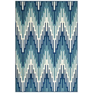 Indoor/outdoor Blue Ikat Rug (67 X 96)