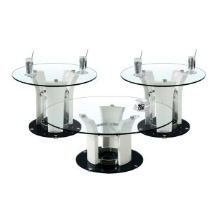 Chintaly Deborah Glass Occasional Tables   3 Piece Set Multicolor   CTY1420