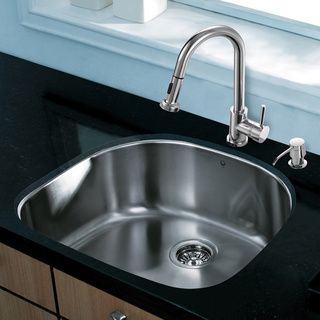 Vigo All In One 24 inch Undermount Stainless Steel Kitchen Sink And Chrome Faucet Set
