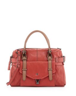 Kendal Leather Zip Satchel Bag, Rose