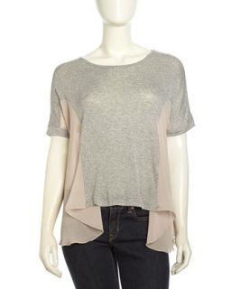 Color Block Contrast Stretch Top, Stone