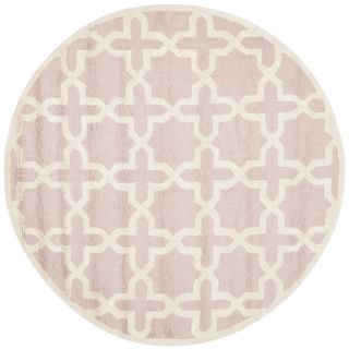 Safavieh Handmade Moroccan Cambridge Light Pink/ Ivory Wool Rug (4 Round)
