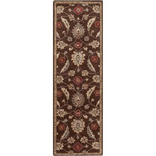 Hand Tufted Calisto Traditional Floral Wool Chocolate Area Rug (26 X 8)