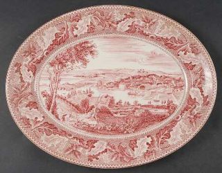 Johnson Brothers Historic America Pink 14 Oval Serving Platter, Fine China Dinn