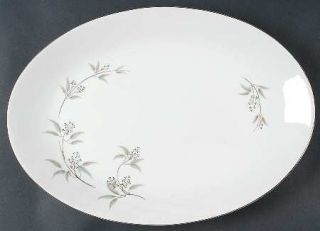 Grace Alyson 16 Oval Serving Platter, Fine China Dinnerware   Platinum Flowers,