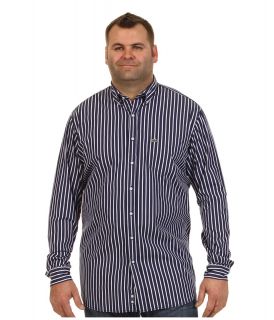 Lacoste Tall L/S Button Down Poplin Bold Stripe Woven Shirt Mens Long Sleeve Button Up (Blue)